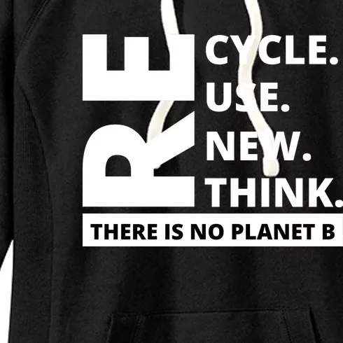 Recycle Reuse Renew Rethink There Is No Planet B Earth Day Women's Fleece Hoodie