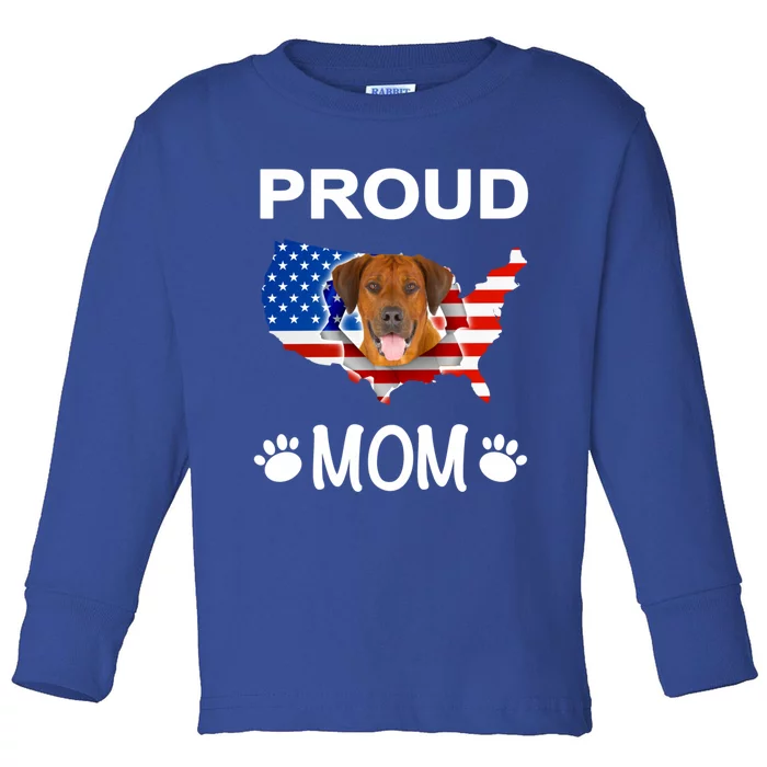 Rhodesian Ridgeback Rhodesian Ridgeback Proud Patriot Mom Gift Toddler Long Sleeve Shirt