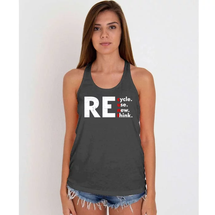 Recycle Reuse Renew Rethink Crisis Environmental Activism Women's Knotted Racerback Tank