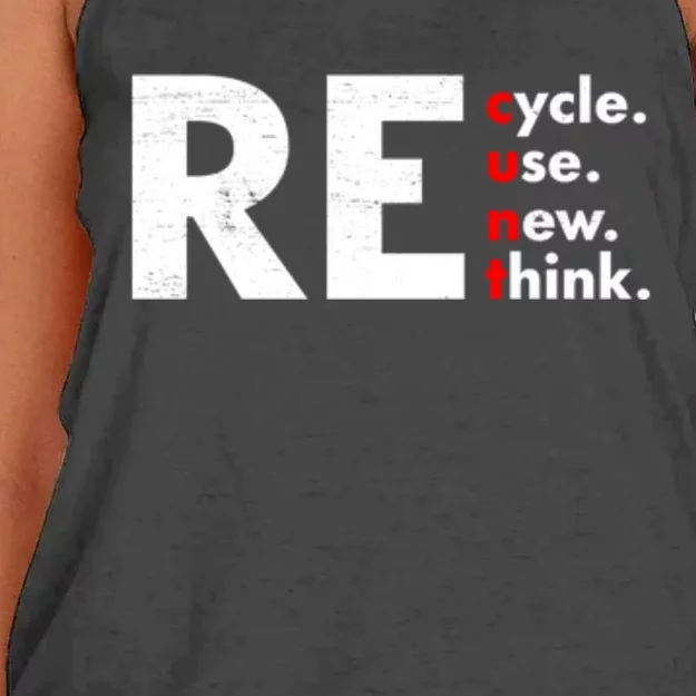 Recycle Reuse Renew Rethink Crisis Environmental Activism Women's Knotted Racerback Tank