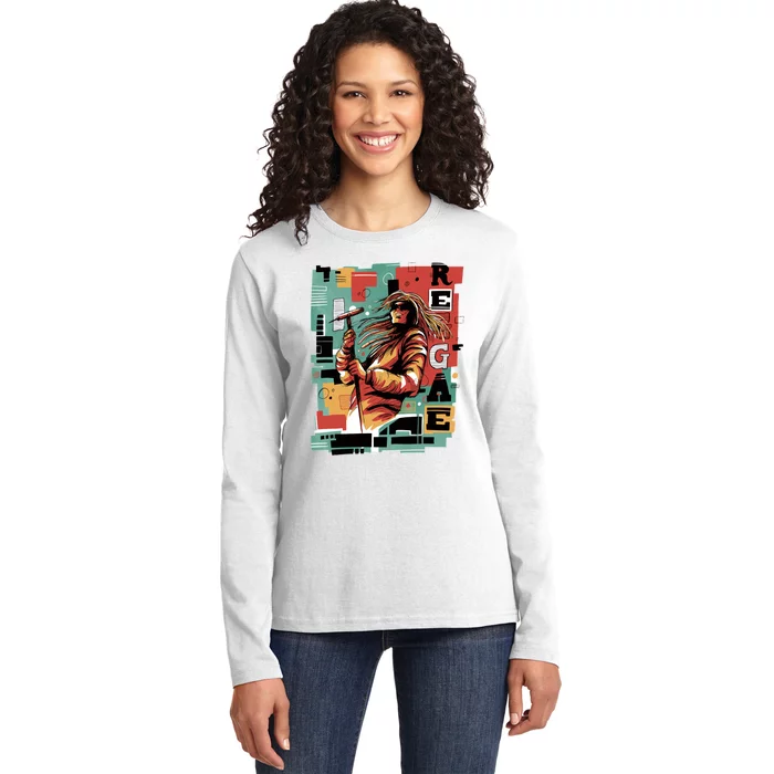 Retro Reggae Ladies Long Sleeve Shirt