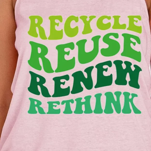 Recycle Reuse Renew Rethink Women's Knotted Racerback Tank