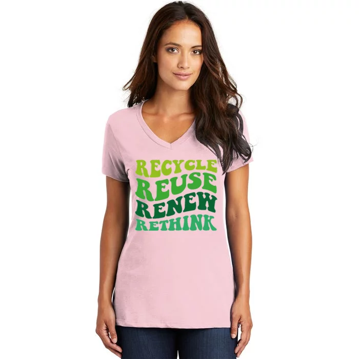 Recycle Reuse Renew Rethink Women's V-Neck T-Shirt