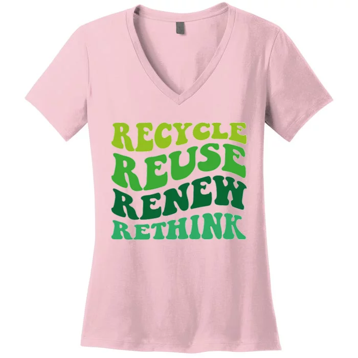 Recycle Reuse Renew Rethink Women's V-Neck T-Shirt