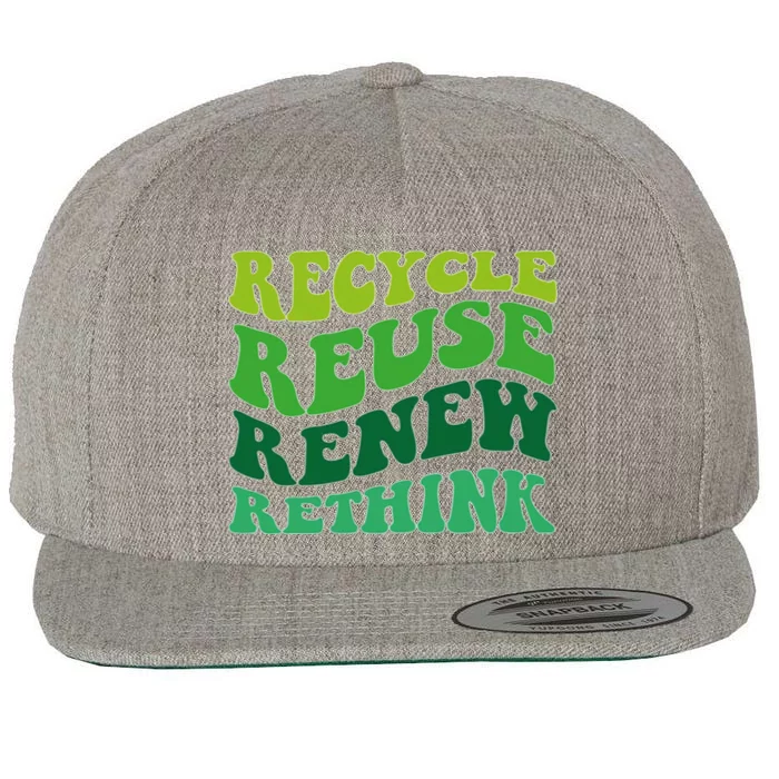 Recycle Reuse Renew Rethink Wool Snapback Cap