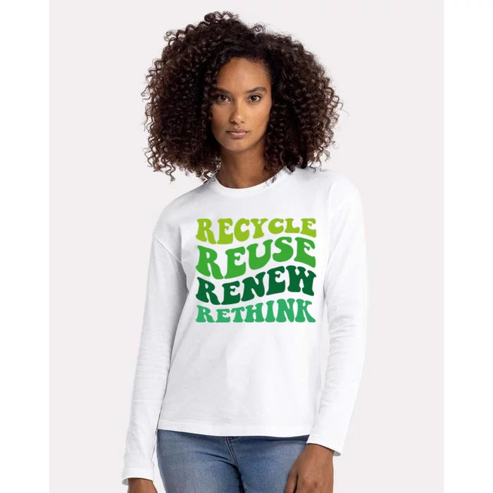 Recycle Reuse Renew Rethink Womens Cotton Relaxed Long Sleeve T-Shirt