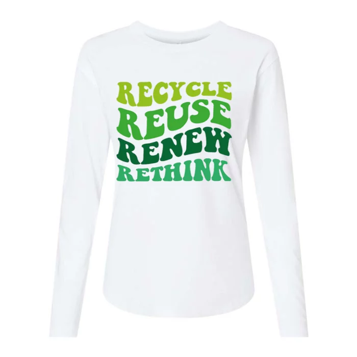 Recycle Reuse Renew Rethink Womens Cotton Relaxed Long Sleeve T-Shirt