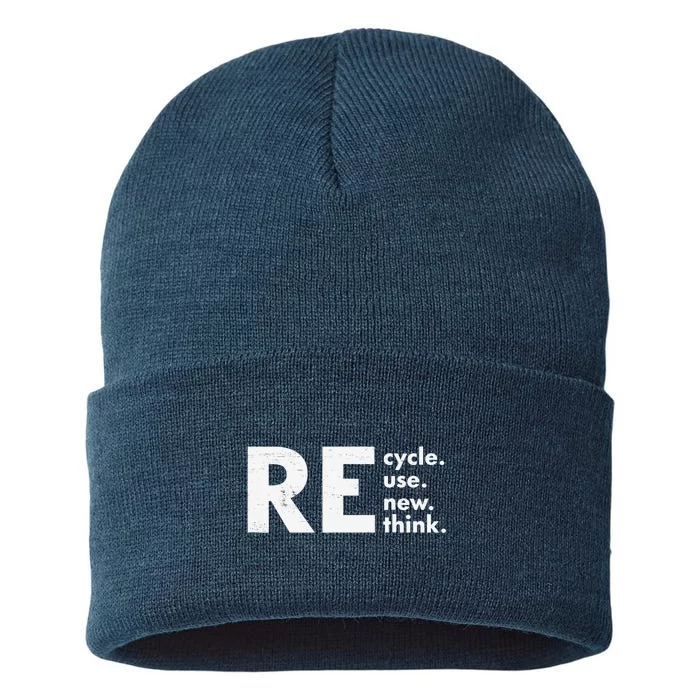 Recycle Reuse Renew Rethink Crisis Environmental Activism Sustainable Knit Beanie