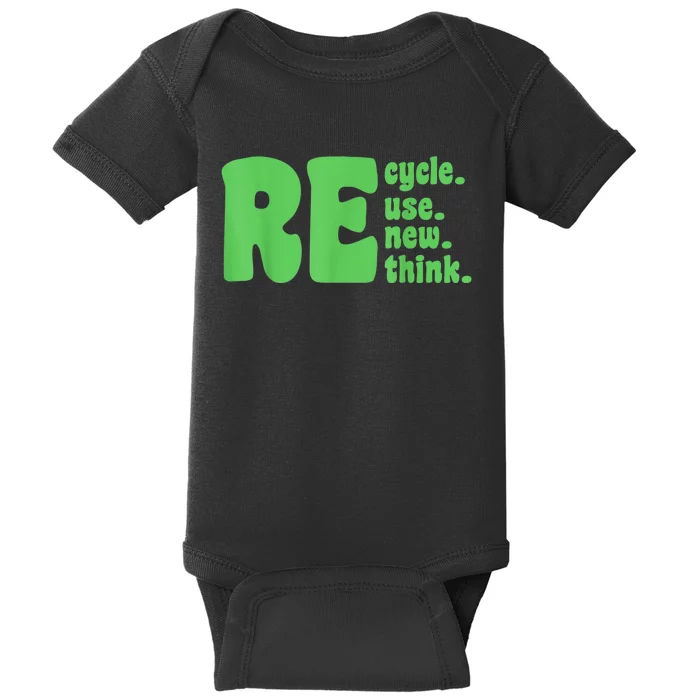 Recycle Reuse Renew Rethink Crisis Environmental Activism Baby Bodysuit