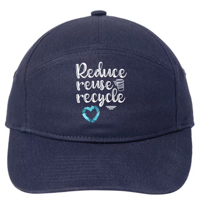 Reduce Reuse Recycle: Plastic Recycling Heart Earth Day Gift 7-Panel Snapback Hat