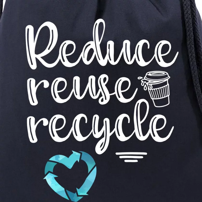 Reduce Reuse Recycle: Plastic Recycling Heart Earth Day Gift Drawstring Bag