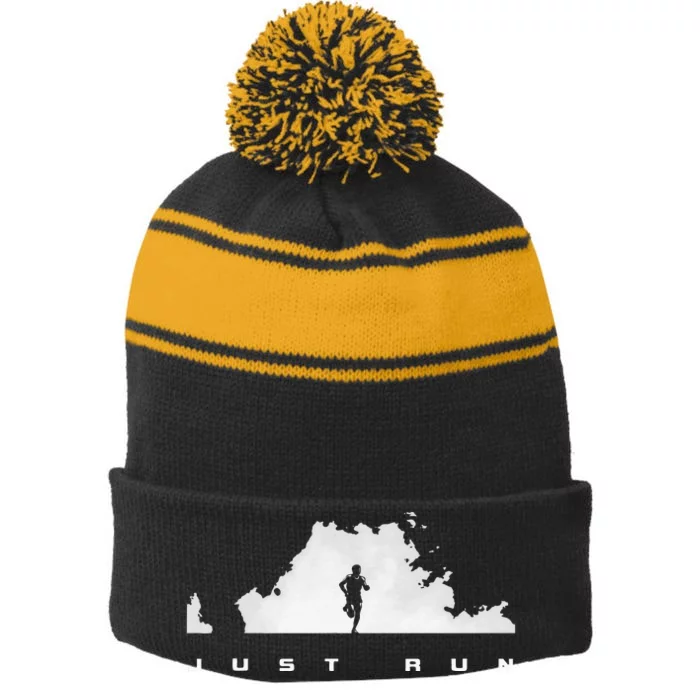 Runner Running Stripe Pom Pom Beanie