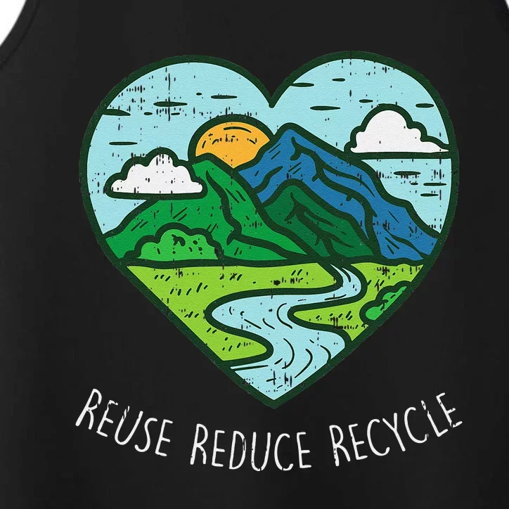 Reuse Reduce Recycle Earth Day Environmentalist Gift Performance Tank