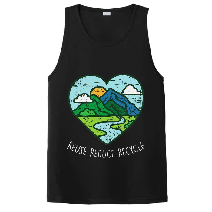 Reuse Reduce Recycle Earth Day Environmentalist Gift Performance Tank