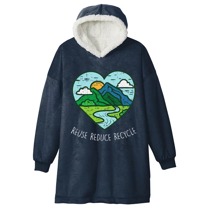 Reuse Reduce Recycle Earth Day Environmentalist Gift Hooded Wearable Blanket