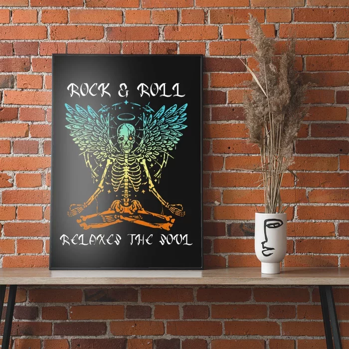 Rock & Roll Relaxes the Soul Meditating Skeleton Poster