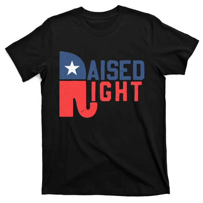 Raised Right Republican Elephant Funny Republican Gifts T-Shirt