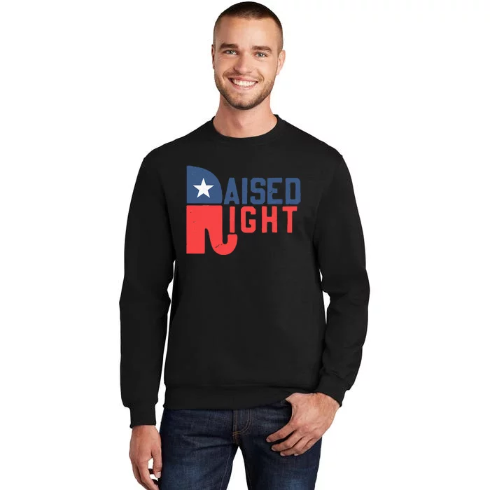 Raised Right Republican Elephant Funny Republican Gifts Tall Sweatshirt