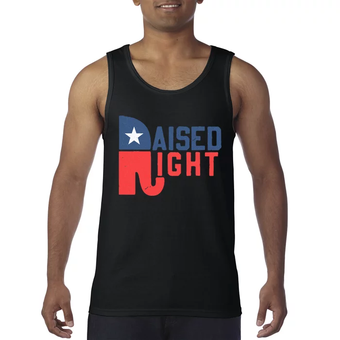 Raised Right Republican Elephant Funny Republican Gifts Tank Top