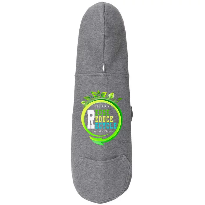 Reuse Reduce Recycle Save Earth Day Planet Gift Doggie 3-End Fleece Hoodie