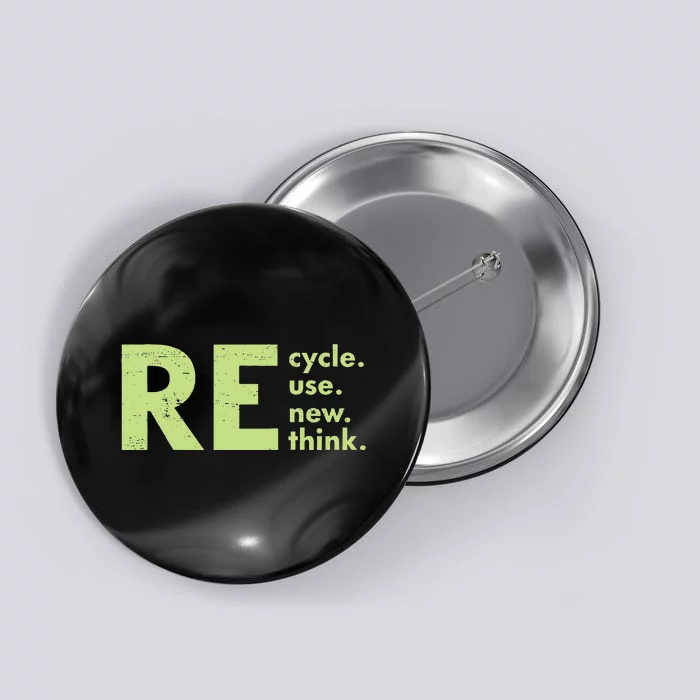 Recycle Reuse Renew Rethink Crisis Environmental Activism Short Sleeve  Black Button