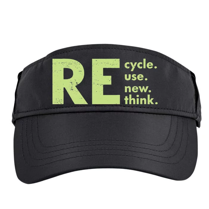 Recycle Reuse Renew Rethink Crisis Environmental Activism Short Sleeve  Black Adult Drive Performance Visor