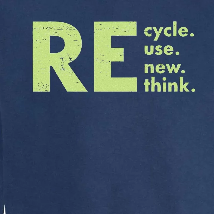 Recycle Reuse Renew Rethink Crisis Environmental Activism Short Sleeve  Black Garment-Dyed Sweatshirt