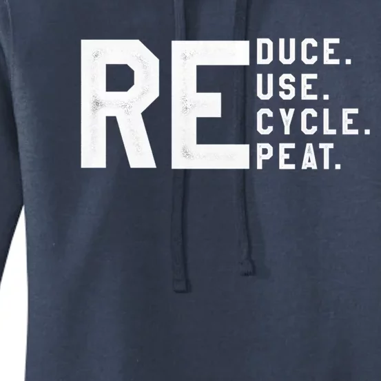 Reduce Reuse Recycle Repeat Climate Change Motivational Gift Women's Pullover Hoodie