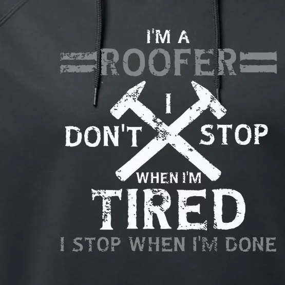 Roofing Roofer Performance Fleece Hoodie