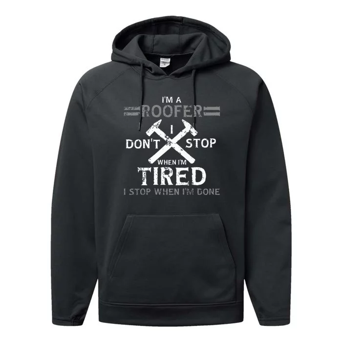 Roofing Roofer Performance Fleece Hoodie