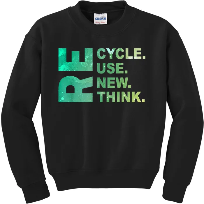 Recycle Reuse Renew Rethink Trending Earth Day Environmental Activism Kids Sweatshirt