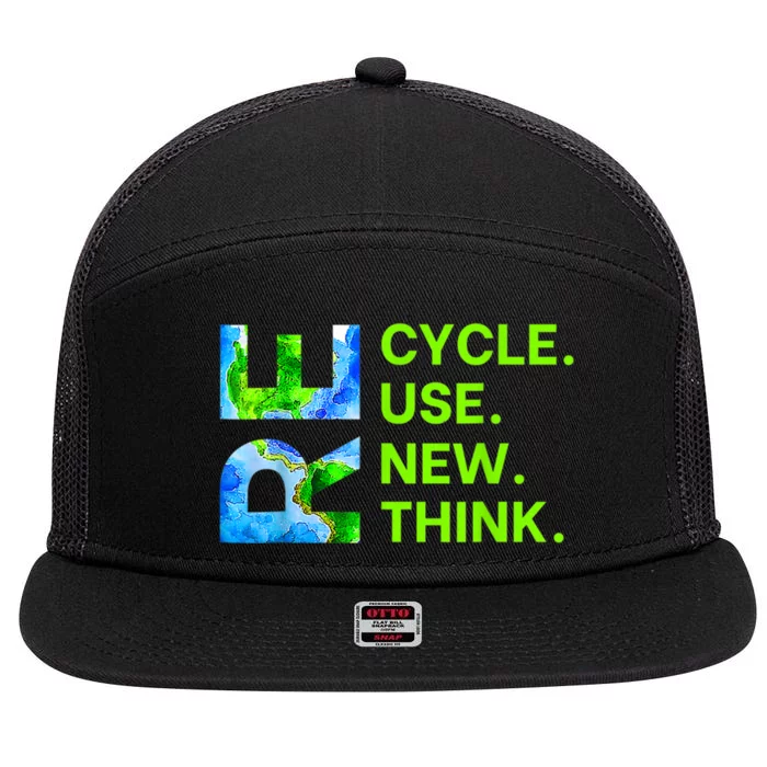 Recycle Reuse Renew Rethink Trending Earth Day Environmental Activism 7 Panel Mesh Trucker Snapback Hat