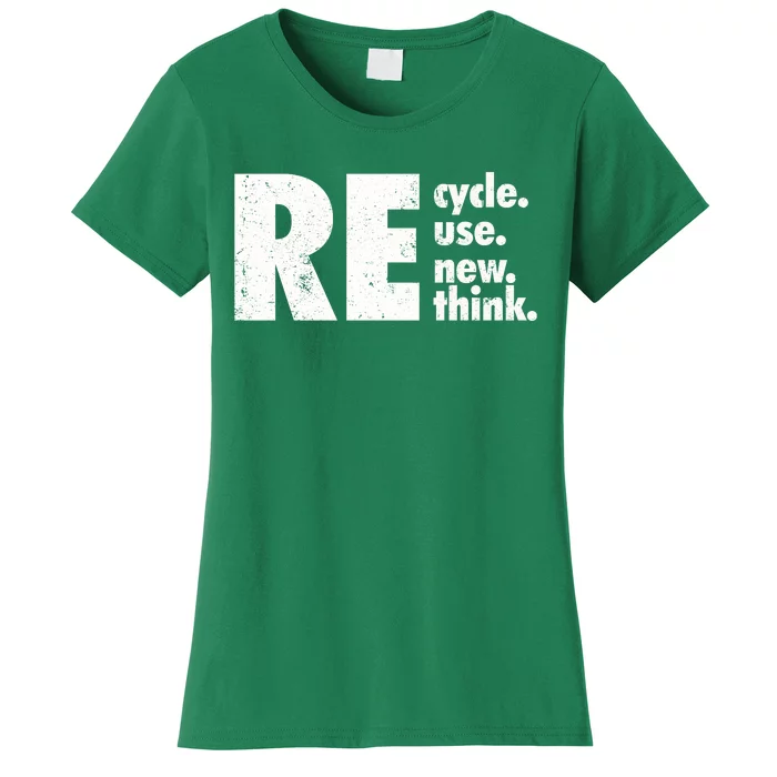 Recycle Reuse Renew Rethink Crisis Environmental Activism Women's T-Shirt