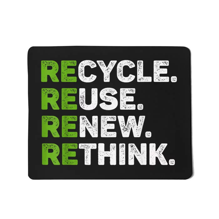 Recycle Reuse Renew Rethink Earth Day Environmental Activism Mousepad