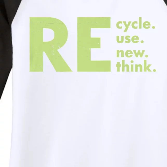 Recycle Reuse Renew Rethink Crisis Environmental Activism Women's Tri-Blend 3/4-Sleeve Raglan Shirt