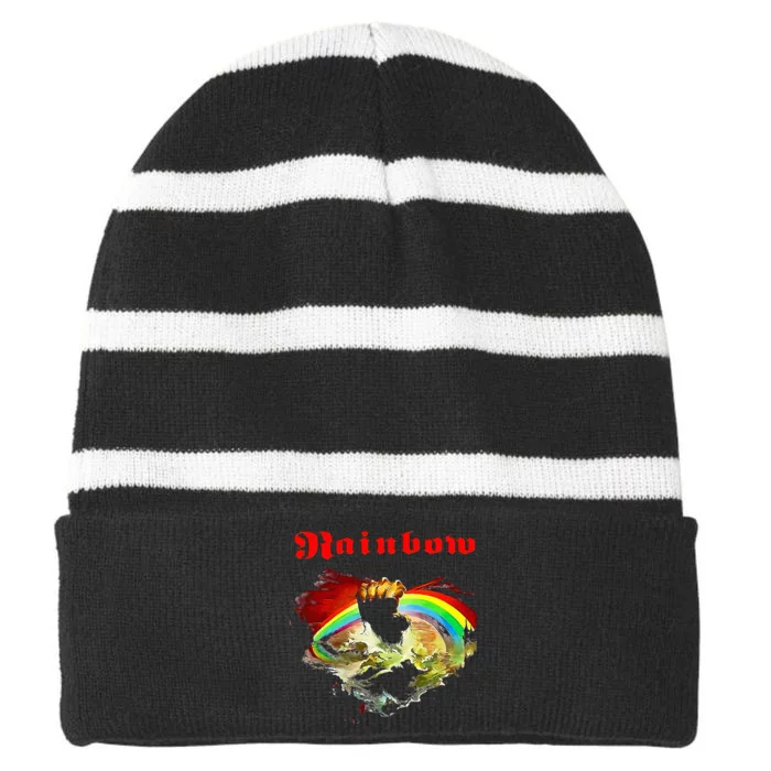 Rainbow Rising Ritchie Blackmore Rock Striped Beanie with Solid Band