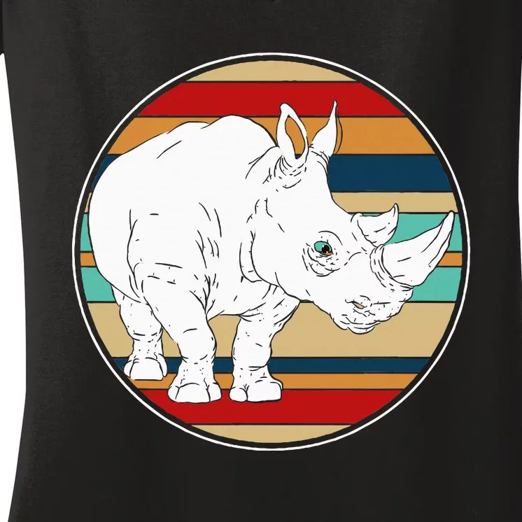 Retro Rhino Women's V-Neck T-Shirt