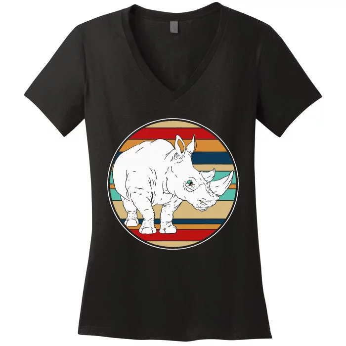 Retro Rhino Women's V-Neck T-Shirt