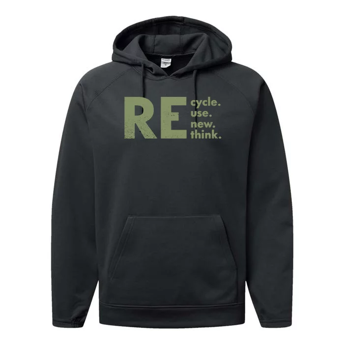 Recycle Reuse Renew Rethink Crisis Environmental Activism Performance Fleece Hoodie