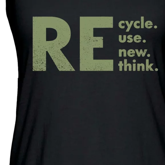 Recycle Reuse Renew Rethink Crisis Environmental Activism Ladies Essential Flowy Tank