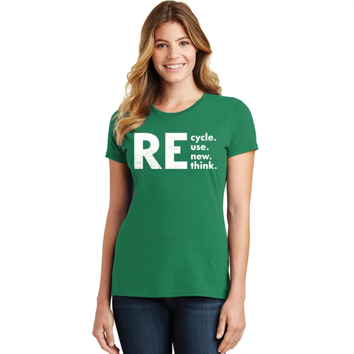 Recycle Reuse Renew Rethink Crisis Environmental Activism Women's T-Shirt