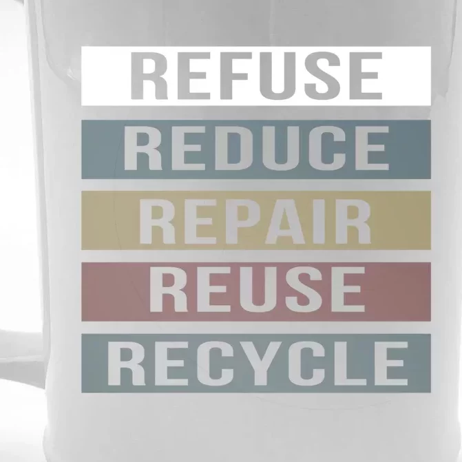 Refuse Reduce Repair Reuse Recycle Happy Earth Day Cute Gift Front & Back Beer Stein