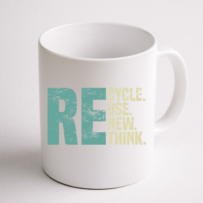 Recycle Reuse Renew Rethink, Re Use Earth Day Environmental Front & Back Coffee Mug