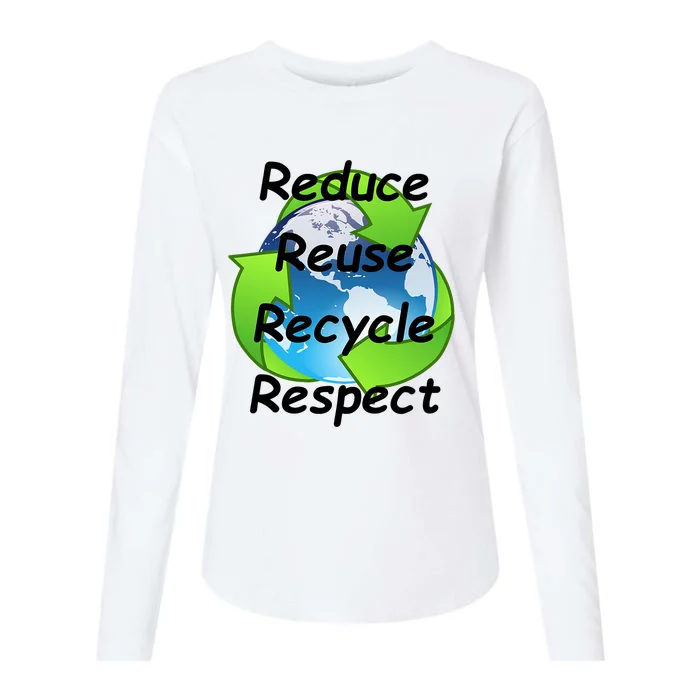 Reduce Reuse Recycle And Respect Earth Day Womens Cotton Relaxed Long Sleeve T-Shirt