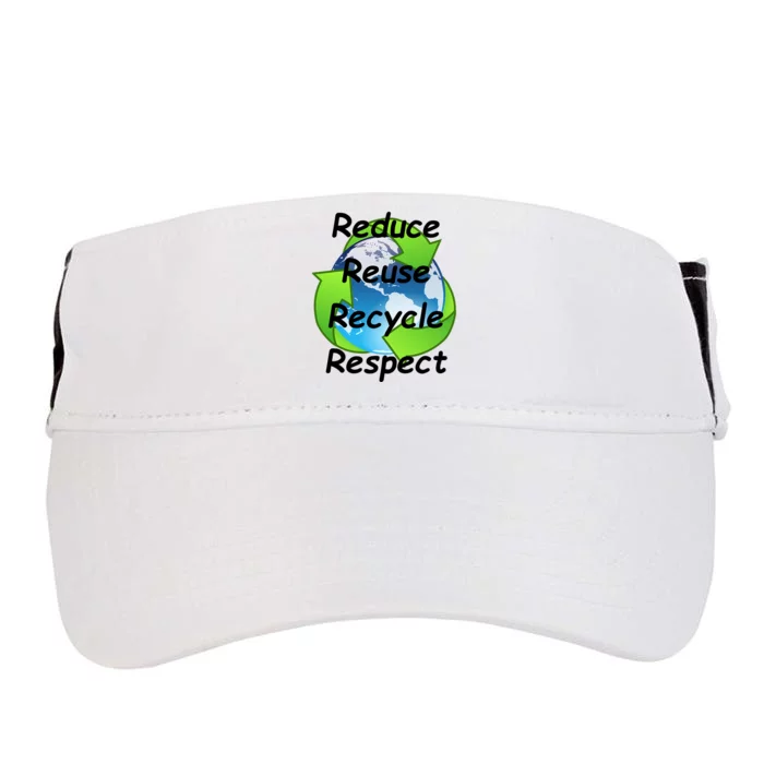 Reduce Reuse Recycle And Respect Earth Day Adult Drive Performance Visor