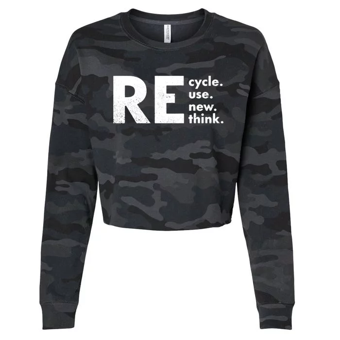 Recycle Reuse Renew Rethink Crisis Environmental Activism Cropped Pullover Crew