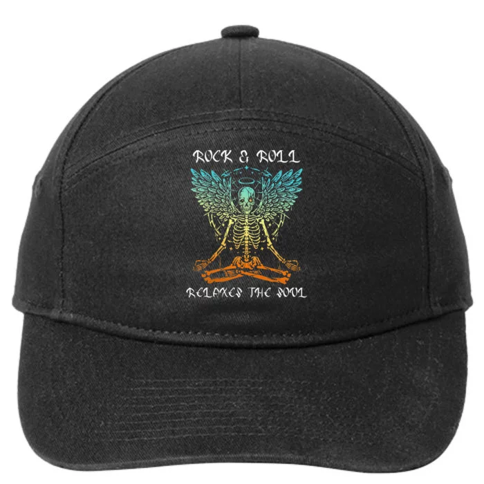 Rock & Roll Relaxes the Soul Meditating Skeleton 7-Panel Snapback Hat