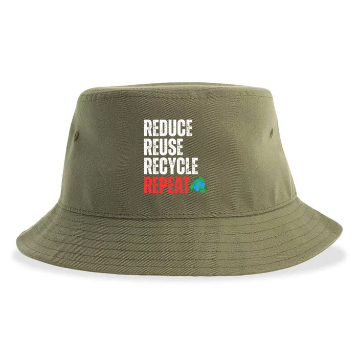 Reduce Reuse Recycle And Repeat Tee Gift Sustainable Bucket Hat