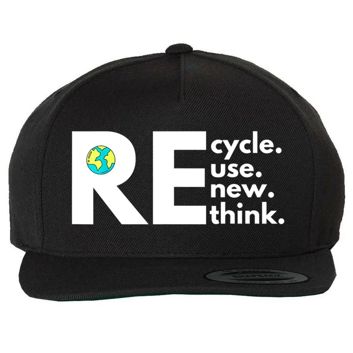 Recycle Reuse Renew Rethink Activism Earth Day Wool Snapback Cap