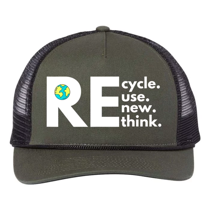 Recycle Reuse Renew Rethink Activism Earth Day Retro Rope Trucker Hat Cap